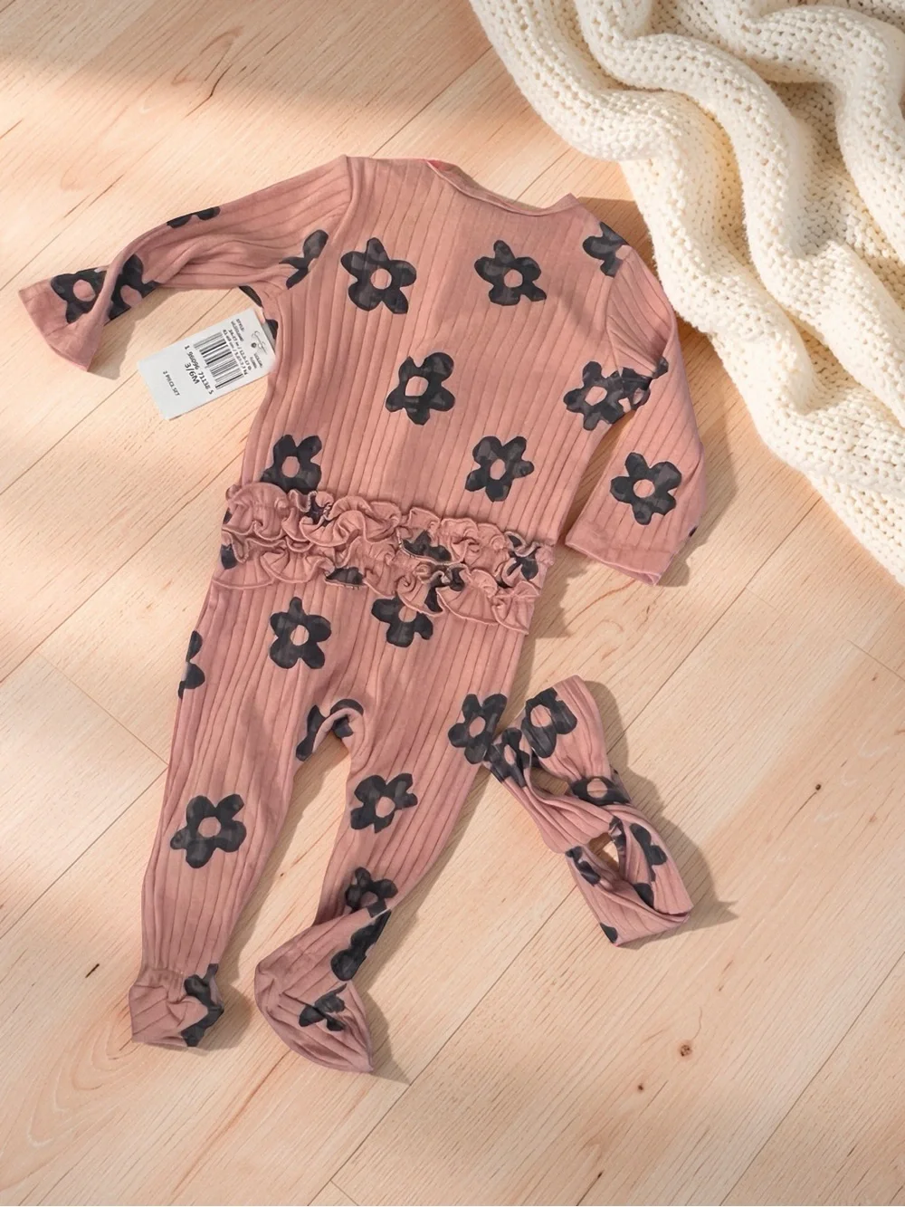 NWT Jessica Simpson Baby Floral Footie & Headband Set 3–6M